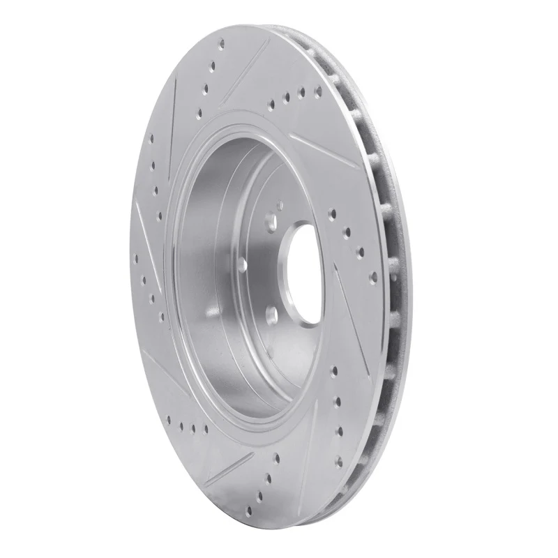 R1 18-25 Genesis G70 Rear Right Drilled & Slotted Silver Brake Rotor - Image 2