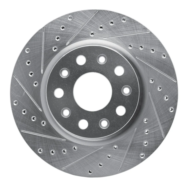 R1 18-25 Jeep Wrangler Front Left Drilled & Slotted Silver Brake Rotor