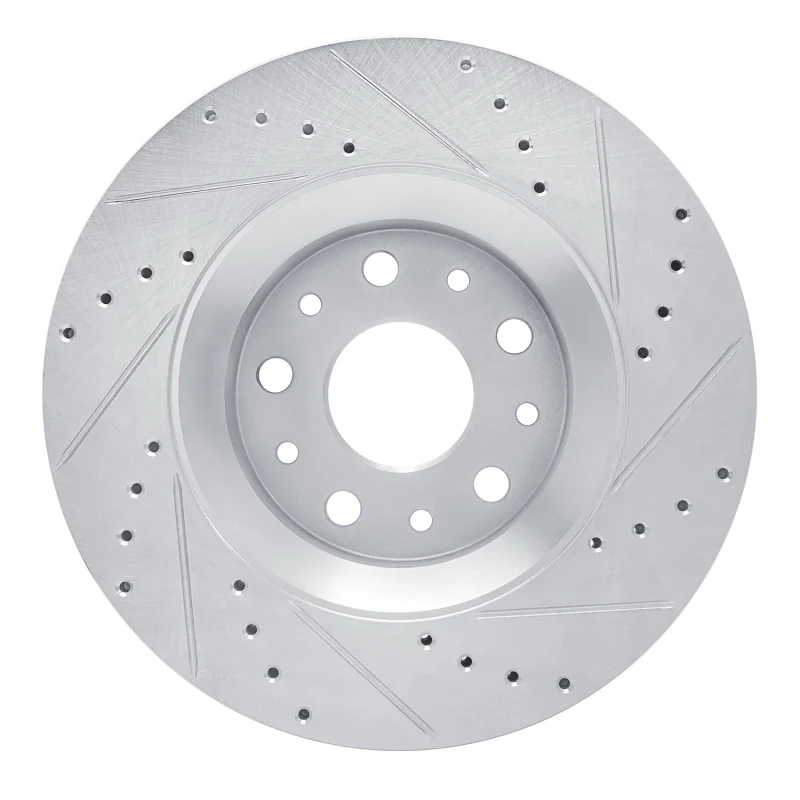 R1 18-25 Jeep Wrangler Front Left Drilled & Slotted Silver Brake Rotor - Image 2