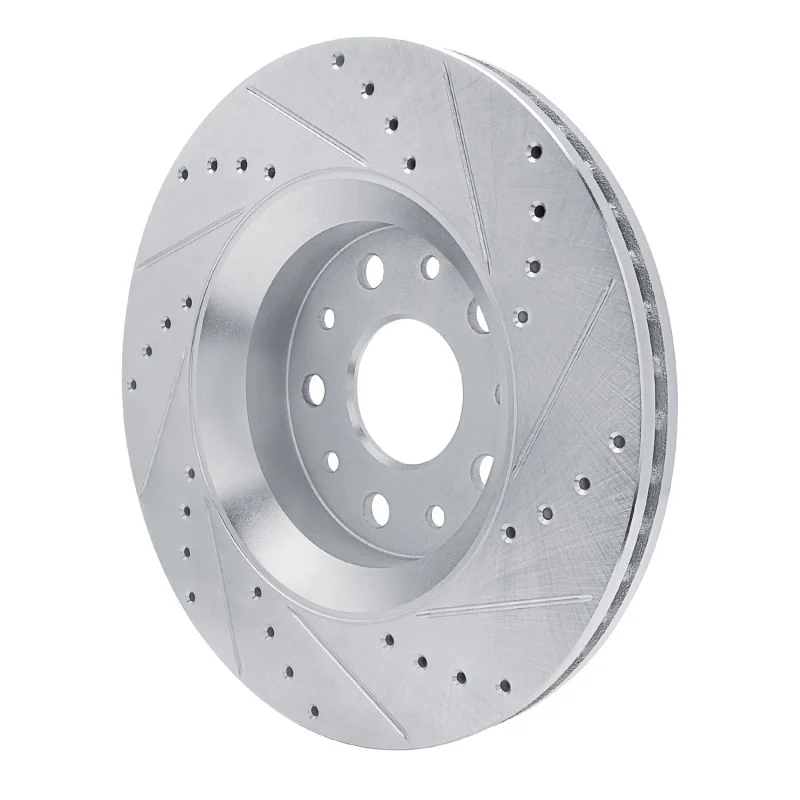 R1 18-25 Jeep Wrangler Front Left Drilled & Slotted Silver Brake Rotor - Image 3