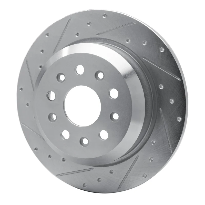 R1 18-25 Jeep Wrangler Rear Left Drilled & Slotted Silver Brake Rotor - Image 2
