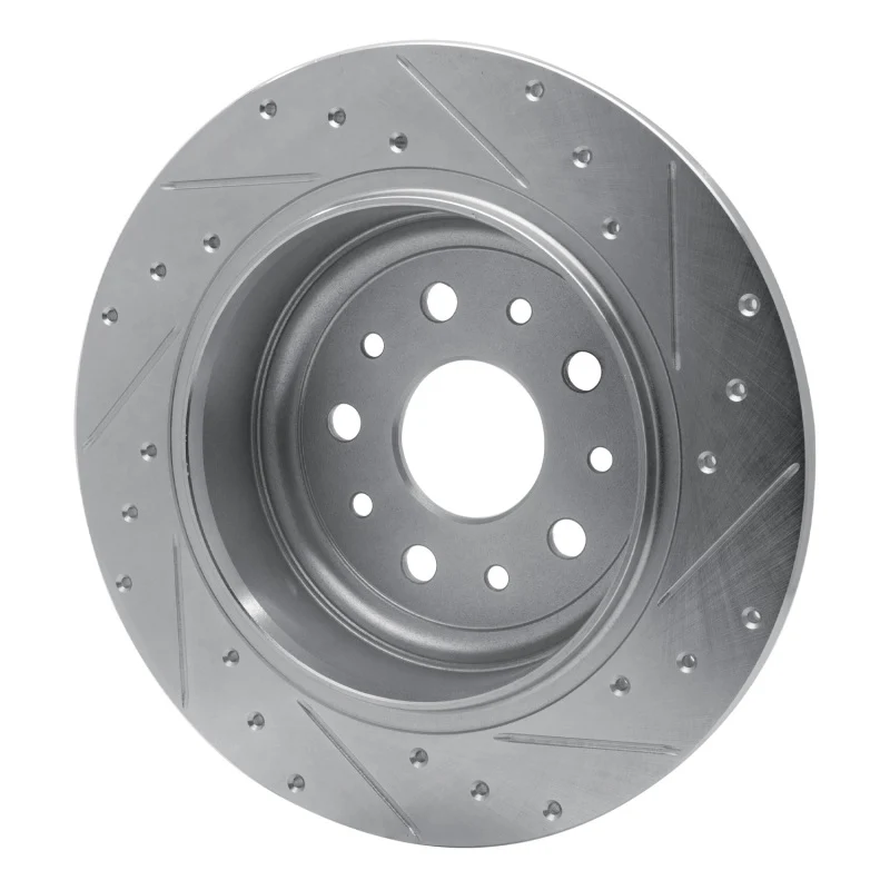 R1 18-25 Jeep Wrangler Rear Left Drilled & Slotted Silver Brake Rotor - Image 4