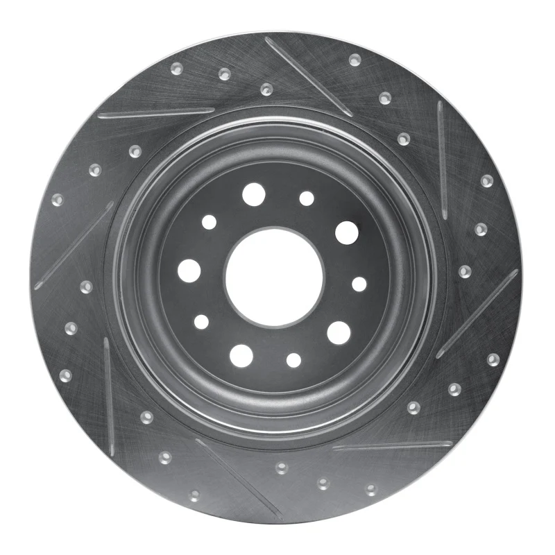 R1 18-25 Jeep Wrangler Rear Left Drilled & Slotted Silver Brake Rotor - Image 5
