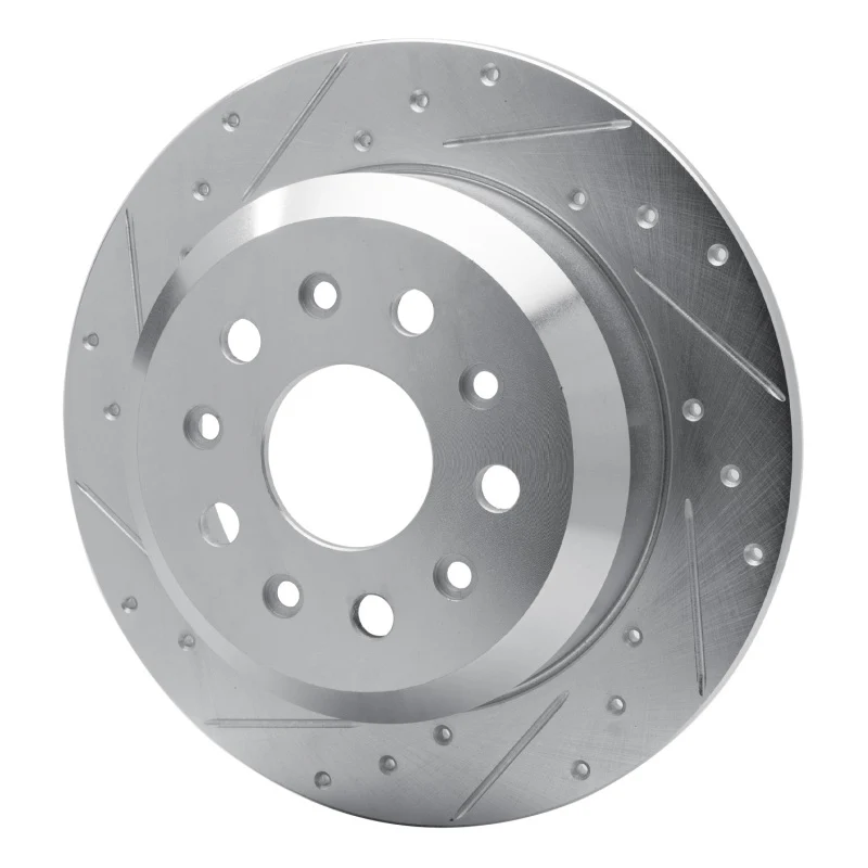 R1 18-25 Jeep Wrangler Rear Left Drilled & Slotted Silver Brake Rotor - Image 2