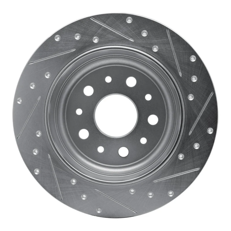 R1 18-25 Jeep Wrangler Rear Left Drilled & Slotted Silver Brake Rotor - Image 3