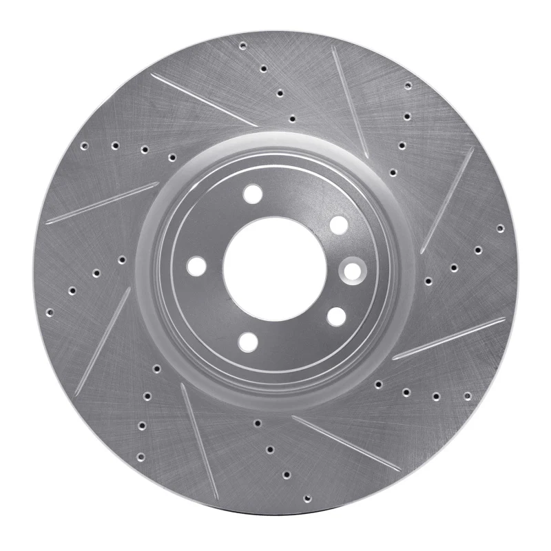 R1 18-25 Land Rover Defender 110 Front Right Drilled & Slotted Silver Brake Rotor