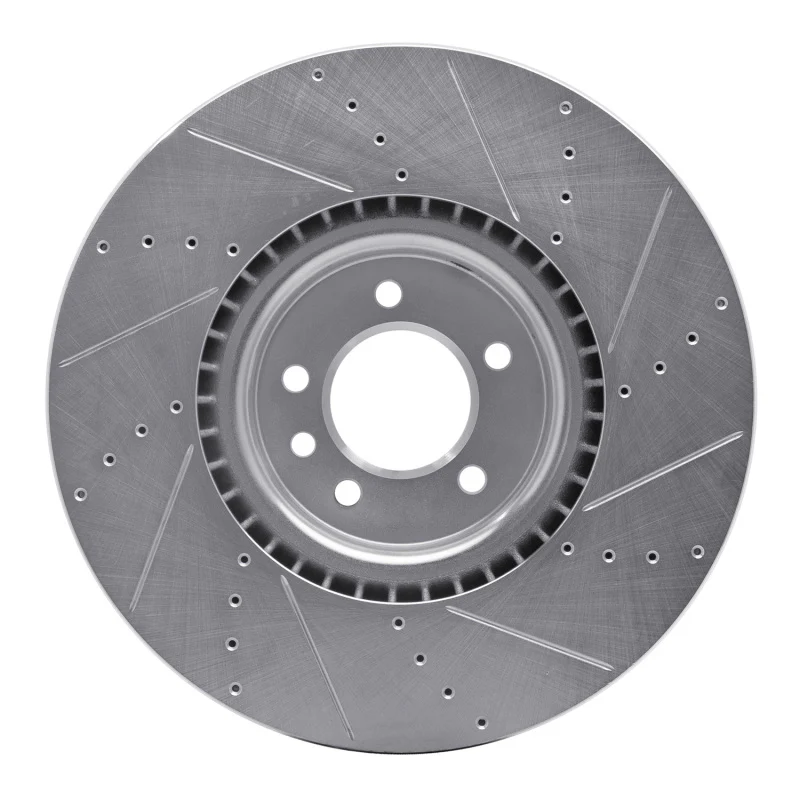 R1 18-25 Land Rover Defender 110 Front Right Drilled & Slotted Silver Brake Rotor - Image 2