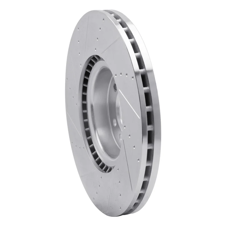 R1 18-25 Land Rover Defender 90 Front Left Drilled & Slotted Silver Brake Rotor - Image 2
