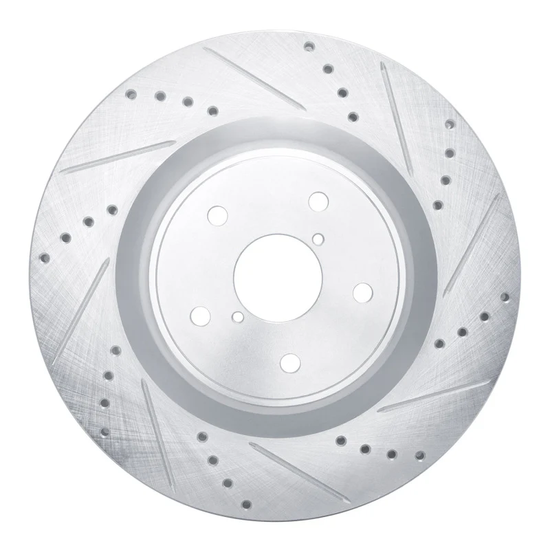 R1 18-25 Subaru WRX Front Right Drilled & Slotted Silver Brake Rotor