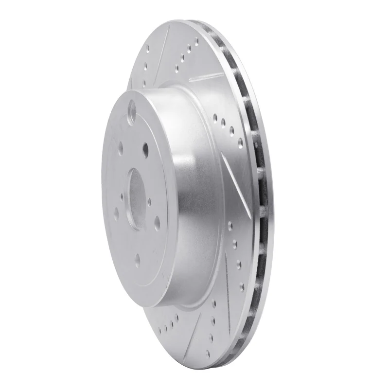 R1 18-25 Subaru WRX STI Rear Left Drilled & Slotted Silver Brake Rotor - Image 3