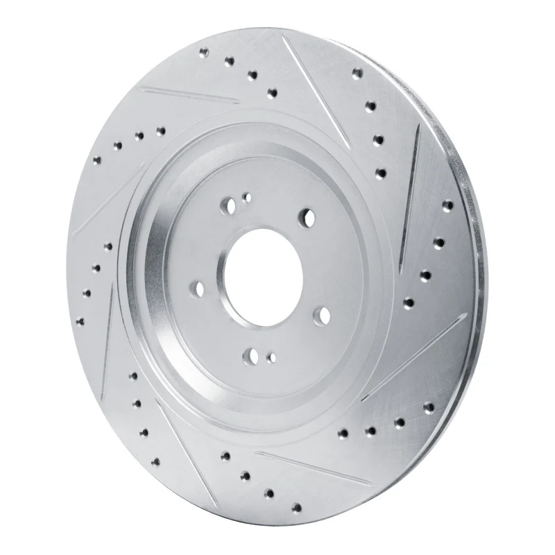 R1 19-22 Genesis G90 Rear Left Drilled & Slotted Silver Brake Rotor - Image 2