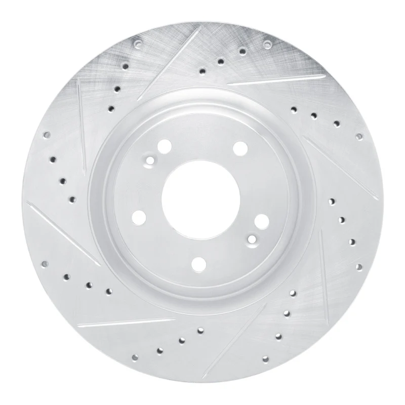 R1 19-22 Hyundai Veloster N Front Left Drilled & Slotted Silver Brake Rotor