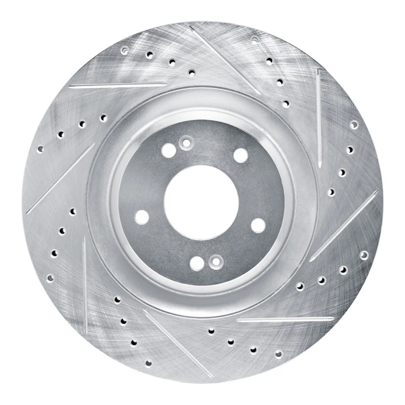R1 19-22 Hyundai Veloster N Front Right Drilled & Slotted Silver Brake Rotor