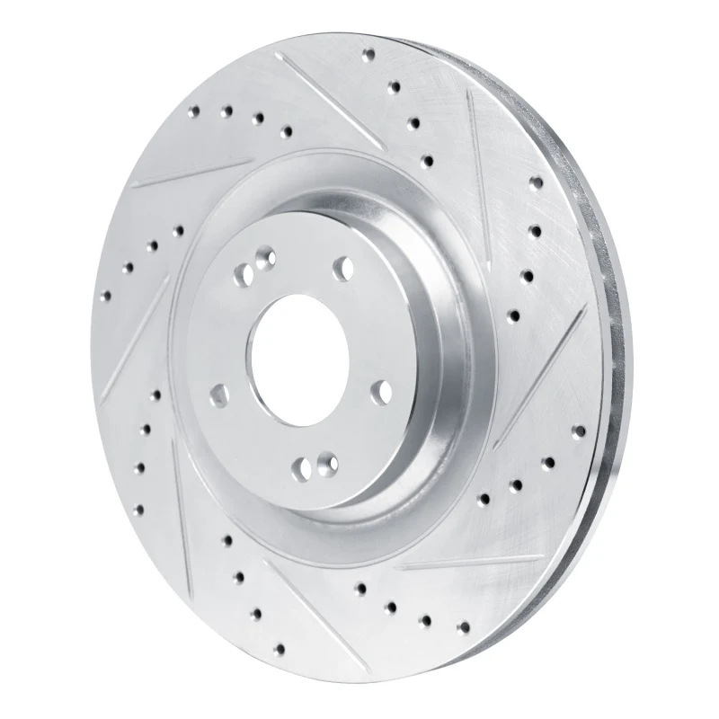 R1 19-22 Hyundai Veloster N Front Right Drilled & Slotted Silver Brake Rotor - Image 3