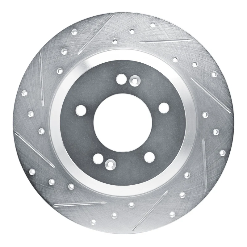 R1 19-22 Hyundai Veloster N Rear Left Drilled & Slotted Silver Brake Rotor