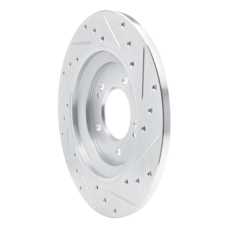 R1 19-22 Hyundai Veloster N Rear Left Drilled & Slotted Silver Brake Rotor - Image 2