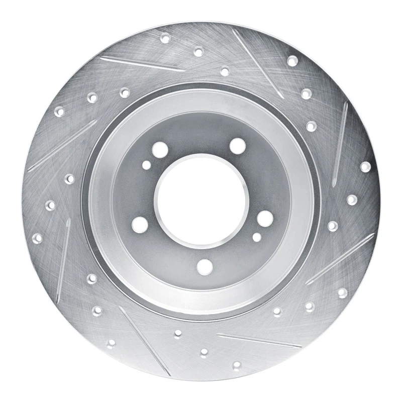 R1 19-22 Hyundai Veloster N Rear Left Drilled & Slotted Silver Brake Rotor - Image 3