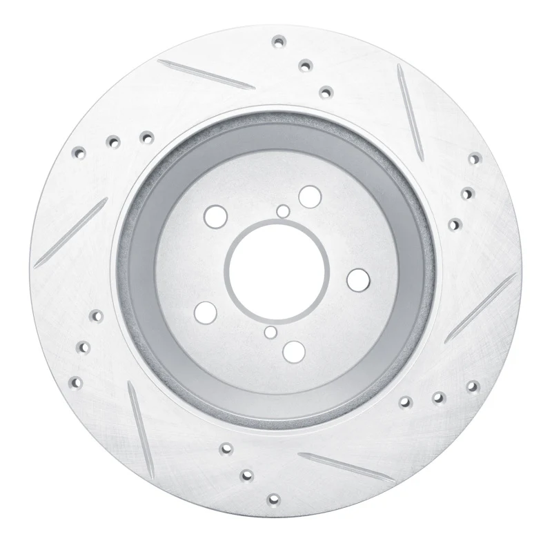 R1 19-23 Subaru Crosstrek Rear Left Drilled & Slotted Silver Brake Rotor - Image 2