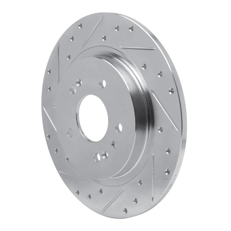 R1 19-25 Hyundai SANTA FE Rear Left Drilled & Slotted Silver Brake Rotor - Image 2