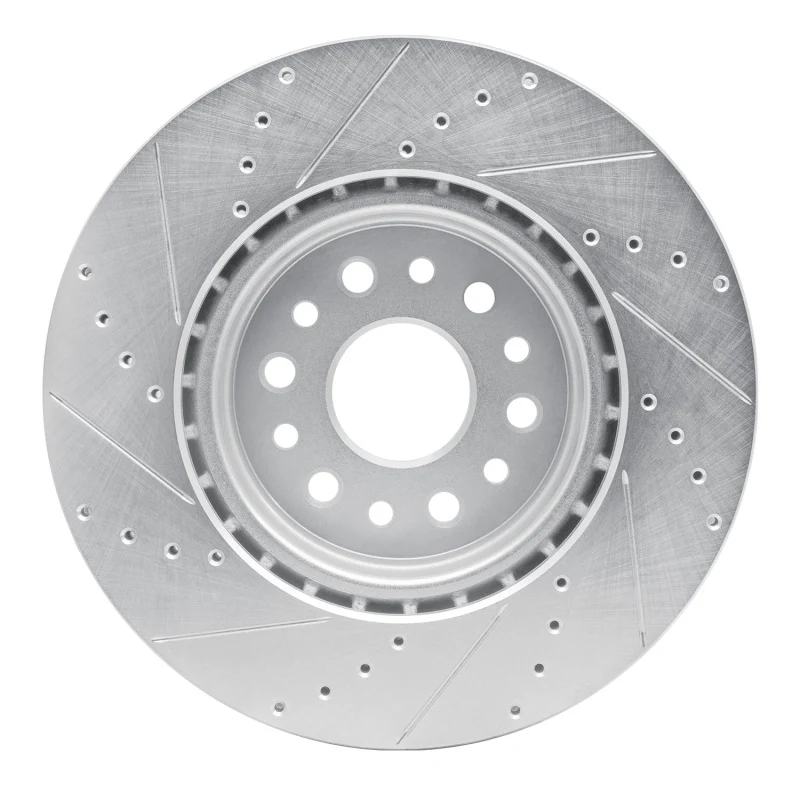 R1 19-25 Ram 1500 Front Right Drilled & Slotted Silver Brake Rotor - Image 2