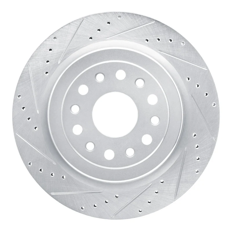 R1 19-25 Ram 1500 Rear Left Drilled & Slotted Silver Brake Rotor