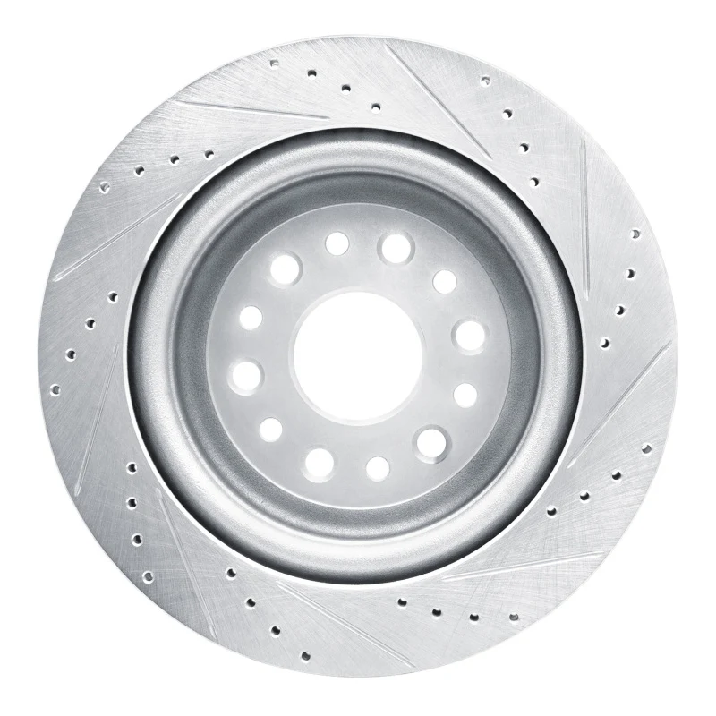 R1 19-25 Ram 1500 Rear Left Drilled & Slotted Silver Brake Rotor - Image 4
