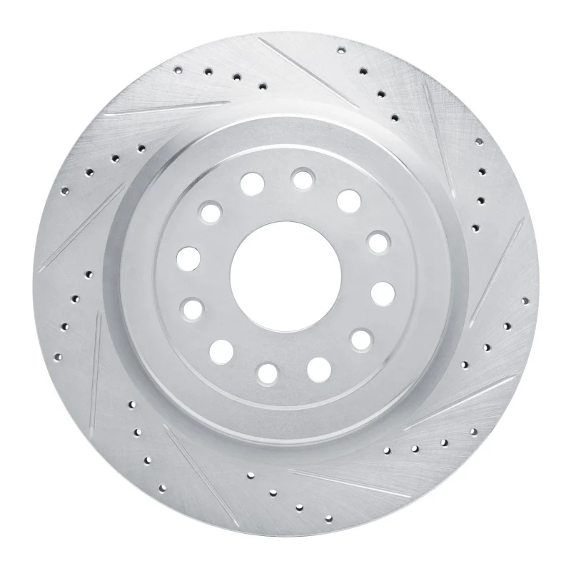 R1 19-25 Ram 1500 Rear Right Drilled & Slotted Silver Brake Rotor
