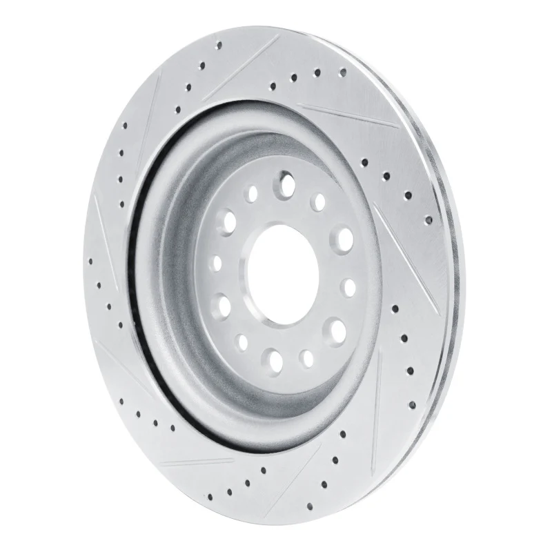 R1 19-25 Ram 1500 Rear Right Drilled & Slotted Silver Brake Rotor - Image 3