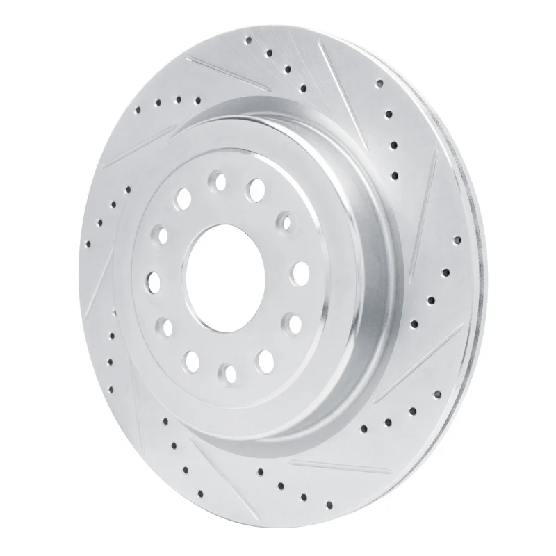R1 19-25 Ram 1500 Rear Right Drilled & Slotted Silver Brake Rotor - Image 4