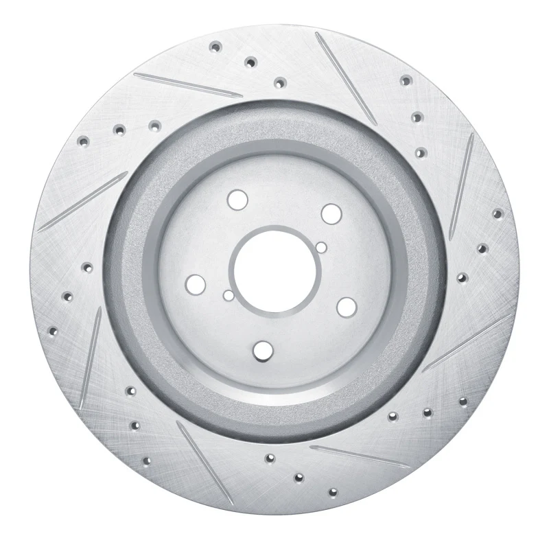 R1 19-25 Subaru ASCENT Rear Left Drilled & Slotted Silver Brake Rotor - Image 2