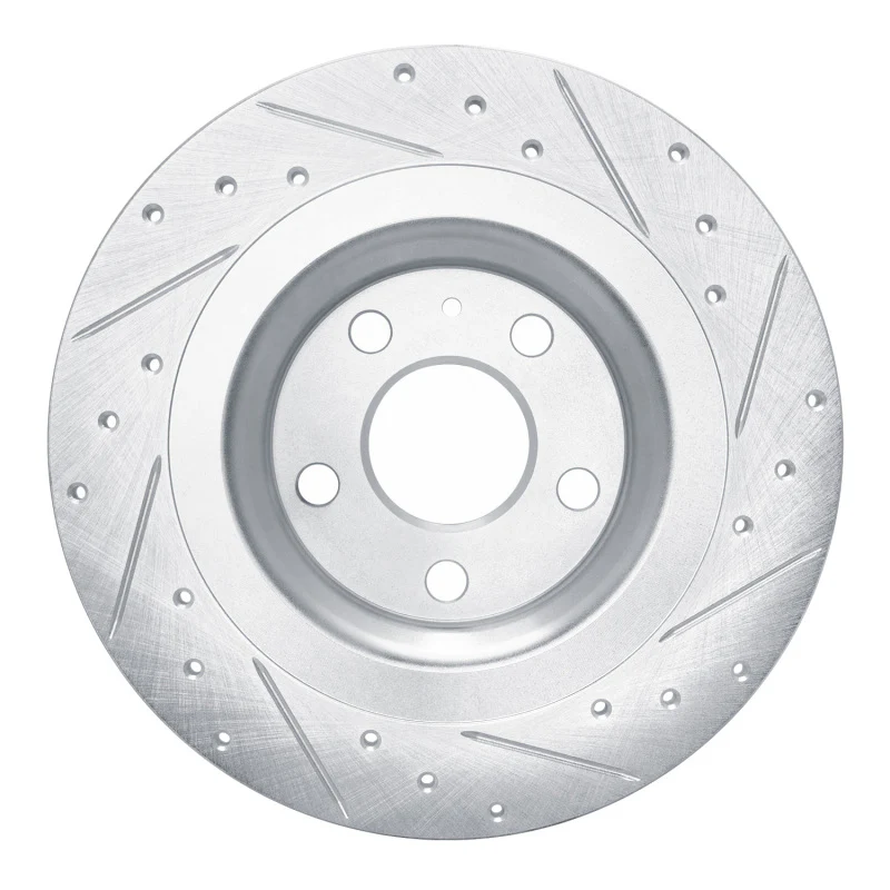 R1 19-25 Volvo XC40 Rear Left Drilled & Slotted Silver Brake Rotor - Image 3