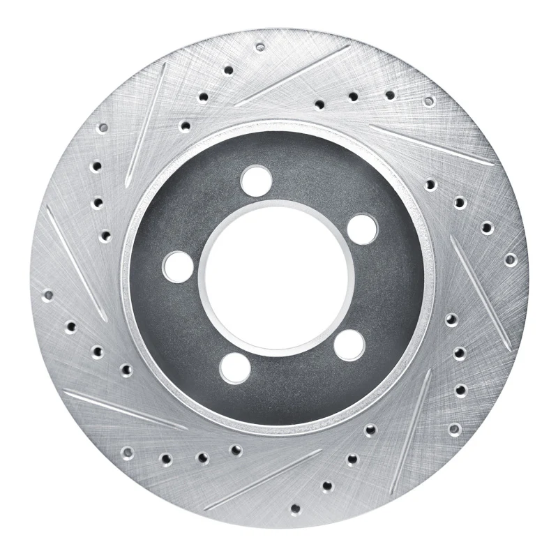 R1 1965-1972 Dodge Dart Front Left Drilled & Slotted Silver Brake Rotor