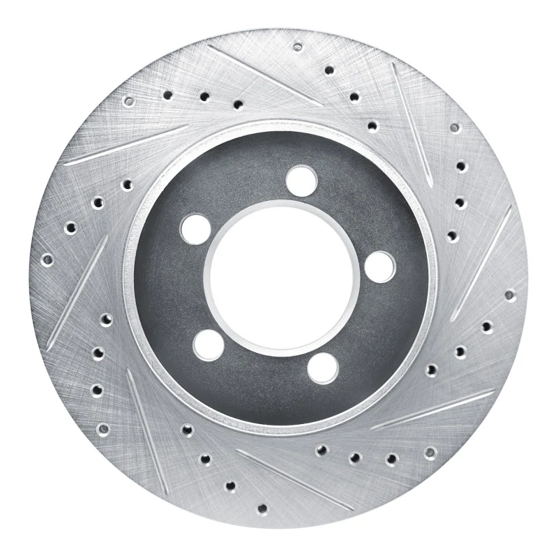 R1 1965-1972 Dodge Dart Front Right Drilled & Slotted Silver Brake Rotor