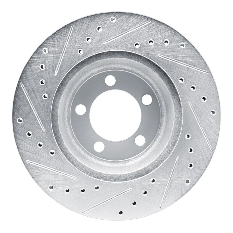 R1 1965-1972 Dodge Dart Front Right Drilled & Slotted Silver Brake Rotor - Image 4