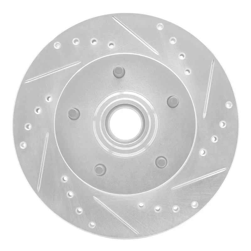 R1 1967-1974 Buick GS 400 Front Right Drilled & Slotted Silver Brake Rotor