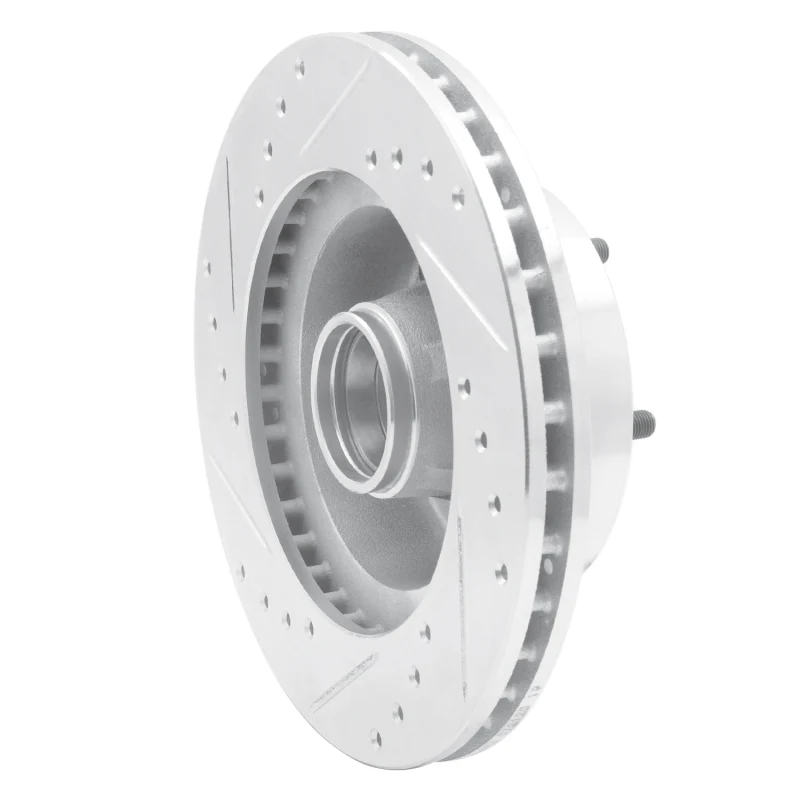 R1 1967-1974 Buick GS 400 Front Right Drilled & Slotted Silver Brake Rotor - Image 3