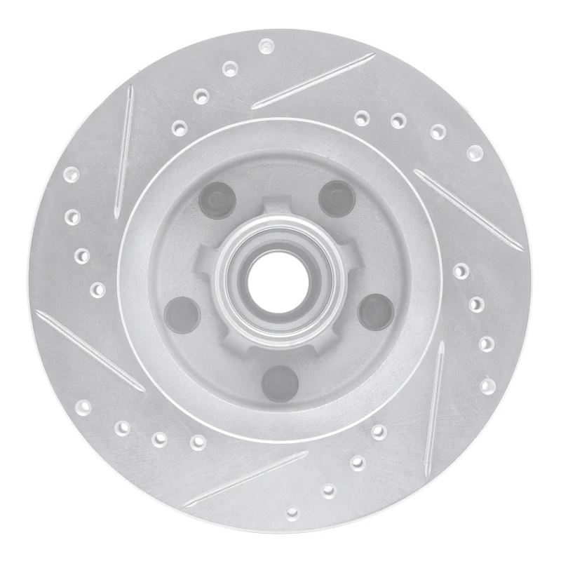 R1 1967-1974 Buick GS 400 Front Right Drilled & Slotted Silver Brake Rotor - Image 5