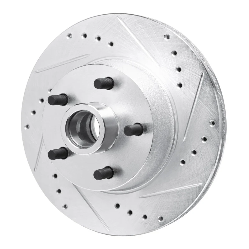 R1 1968-1973 Ford Country SQUIRE Front Right Drilled & Slotted Silver Brake Rotor - Image 3