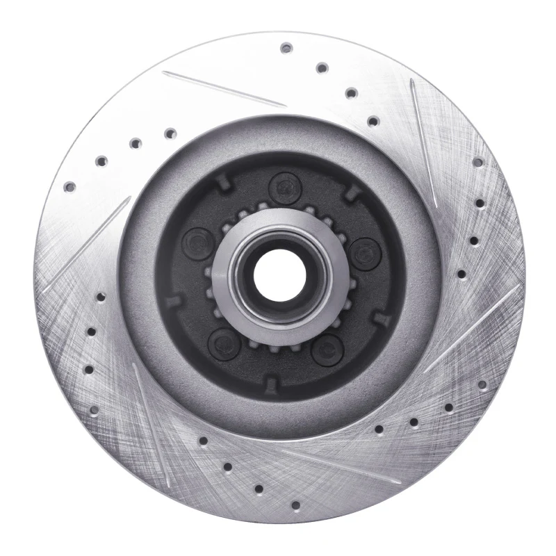 R1 1969-1973 Chrysler New Yorker Front Left Drilled & Slotted Silver Brake Rotor - Image 4