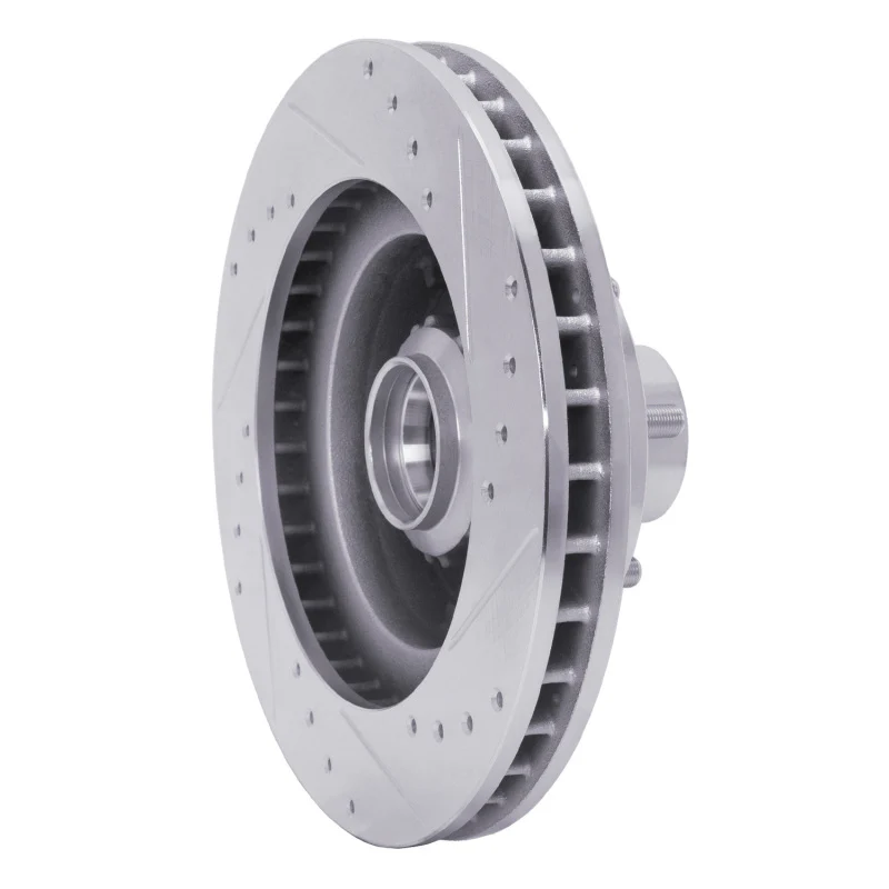 R1 1969-1973 Chrysler New Yorker Front Left Drilled & Slotted Silver Brake Rotor - Image 5