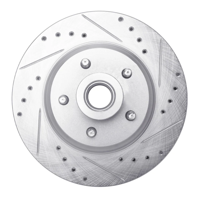 R1 1969-1973 Chrysler New Yorker Front Right Drilled & Slotted Silver Brake Rotor