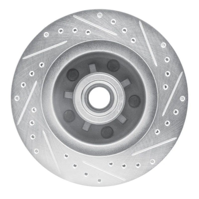 R1 1969-1996 Buick Riviera Front Left Drilled & Slotted Silver Brake Rotor - Image 4