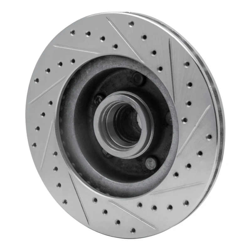 R1 1974-1980 Ford Granada Front Left Drilled & Slotted Silver Brake Rotor - Image 2