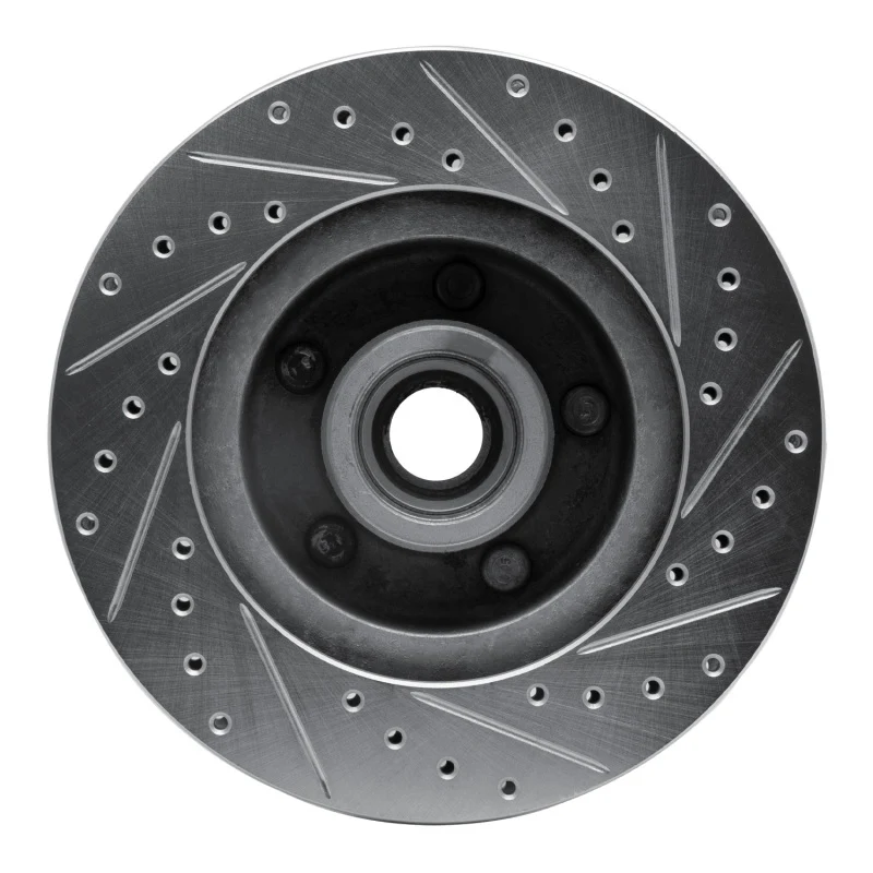 R1 1974-1980 Ford Granada Front Left Drilled & Slotted Silver Brake Rotor - Image 4