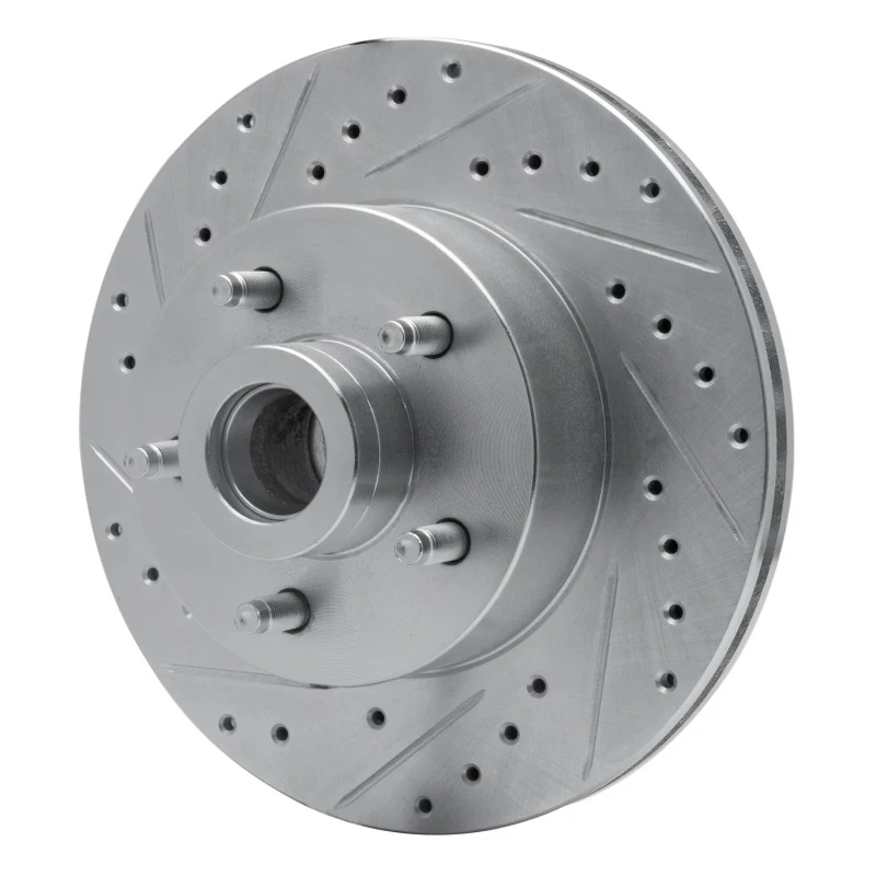 R1 1974-1980 Ford Granada Front Left Drilled & Slotted Silver Brake Rotor - Image 5