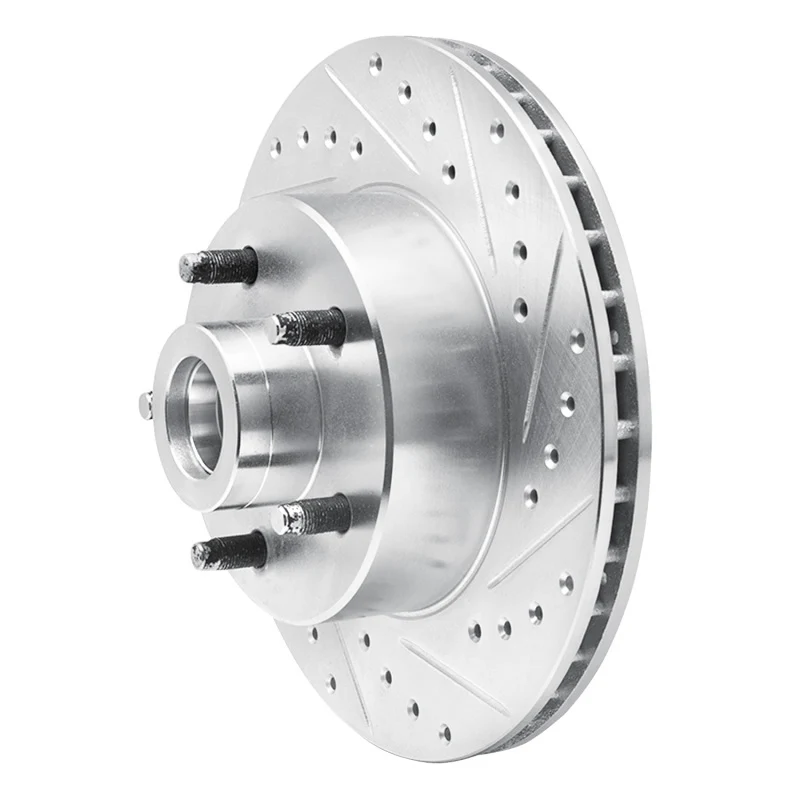 R1 1974-1980 Ford Granada Front Right Drilled & Slotted Silver Brake Rotor - Image 2
