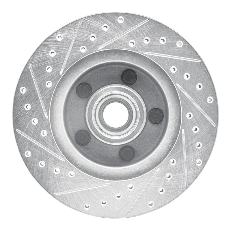R1 1974-1980 Ford Granada Front Right Drilled & Slotted Silver Brake Rotor - Image 5