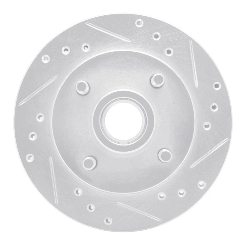 R1 1974-1980 Ford Pinto Front Right Drilled & Slotted Silver Brake Rotor