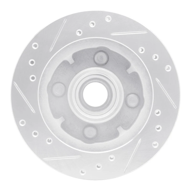 R1 1974-1980 Ford Pinto Front Right Drilled & Slotted Silver Brake Rotor - Image 2