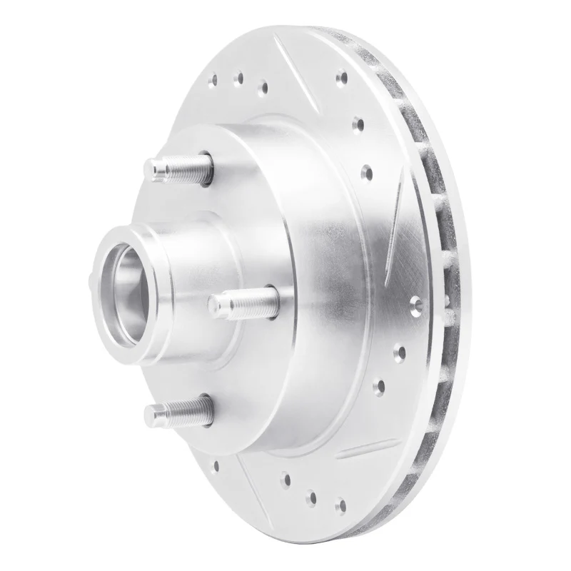 R1 1974-1980 Ford Pinto Front Right Drilled & Slotted Silver Brake Rotor - Image 4